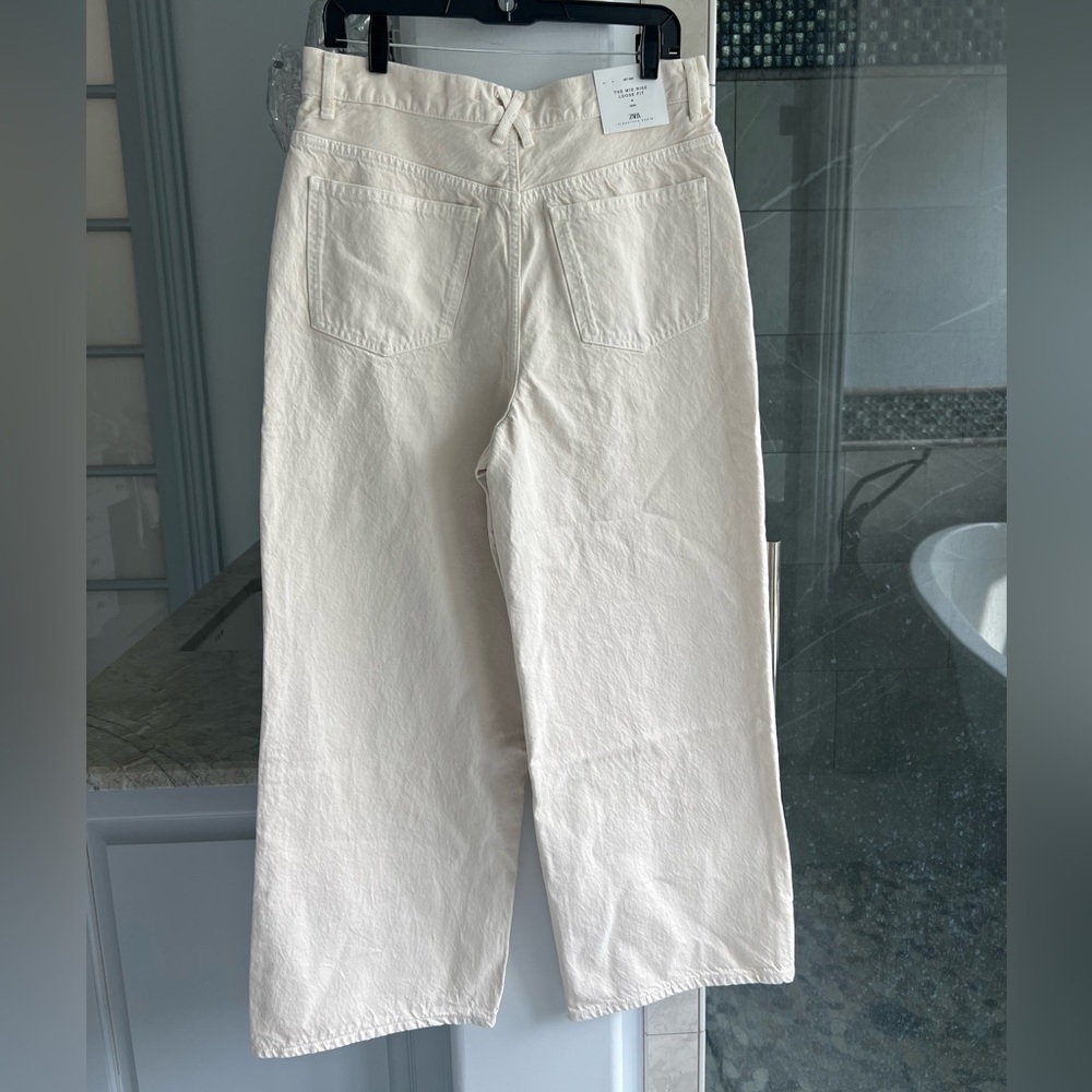 ZARA Mid Rise Loose Fit Denim Ecru - Picture 15 of 15